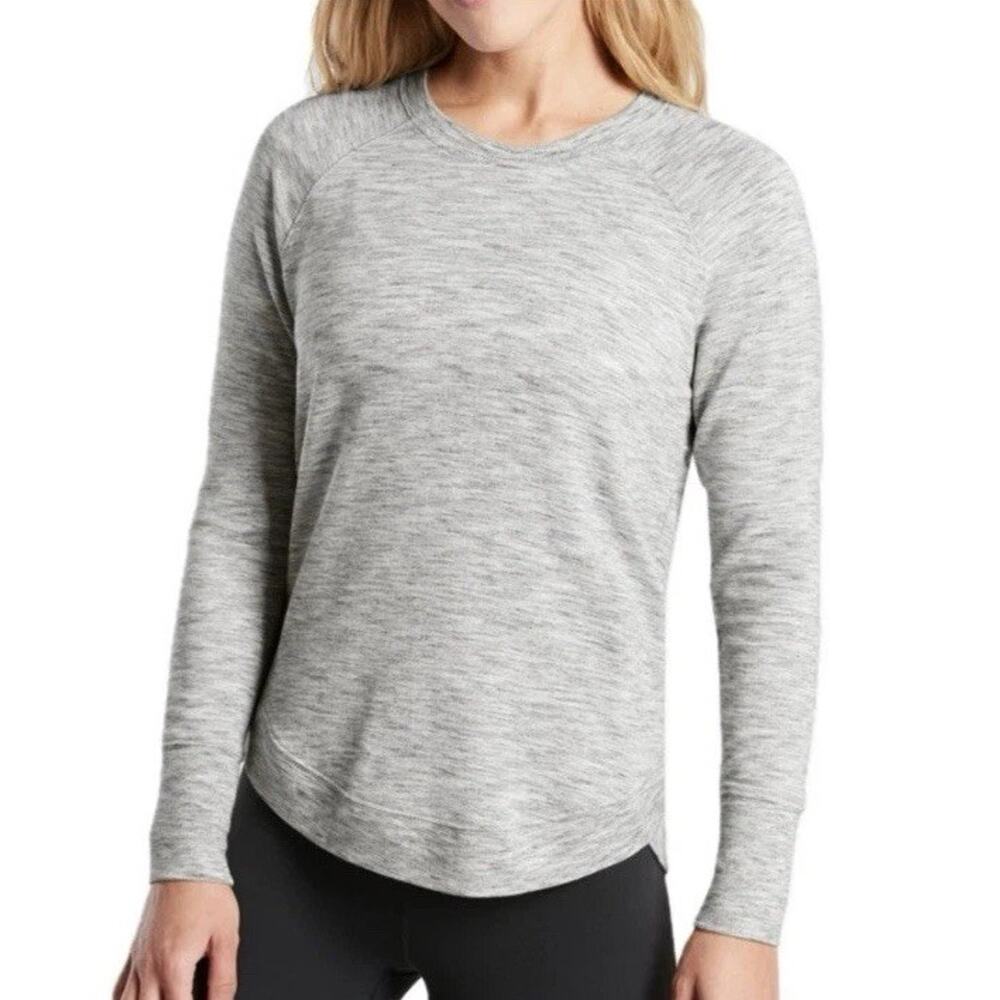 ATHLETA Womens Size S Crew Neck Sweatshirt Heather Gray Long Sleeve Pullover